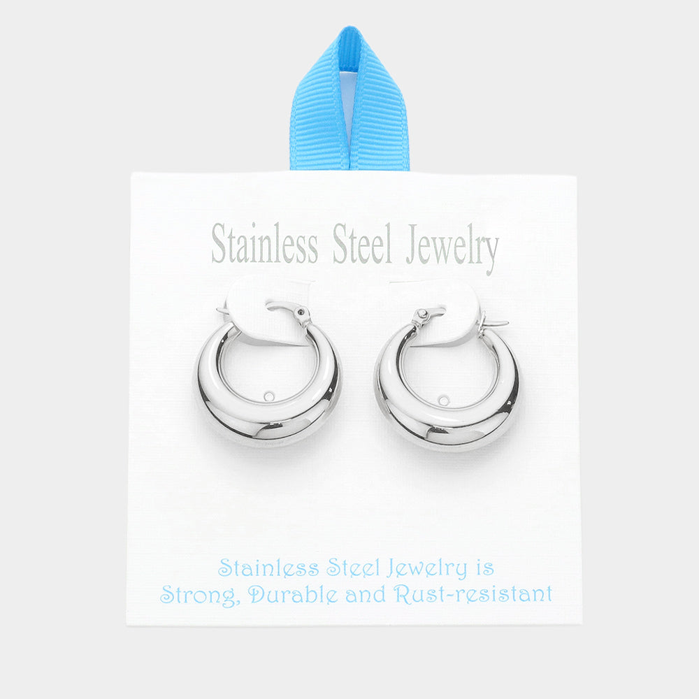 iLLASPARKZ Stainless Steel 1 Inch Metal Hoop Pin Catch Earrings