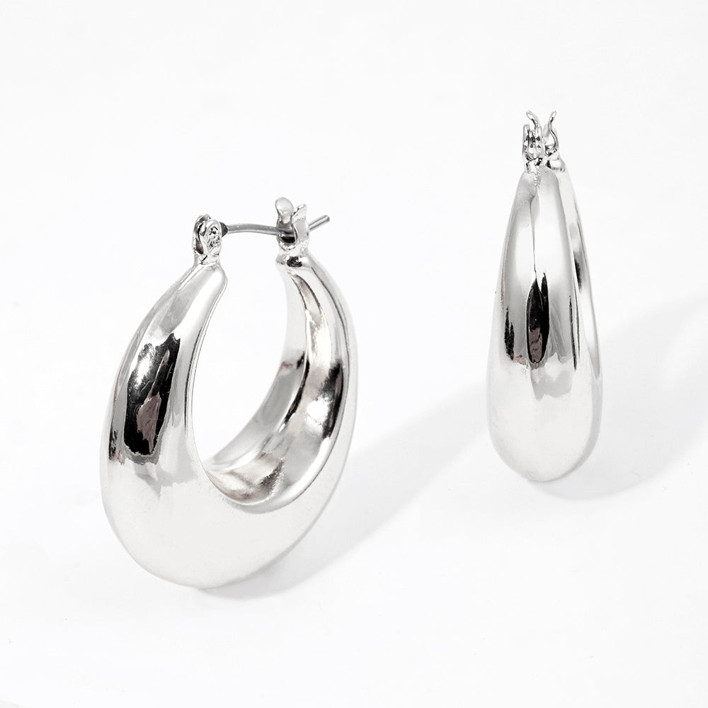 iLLASPARKZ White Gold Dipped 1.25 Inch Metal Hoop Pin Catch Earrings