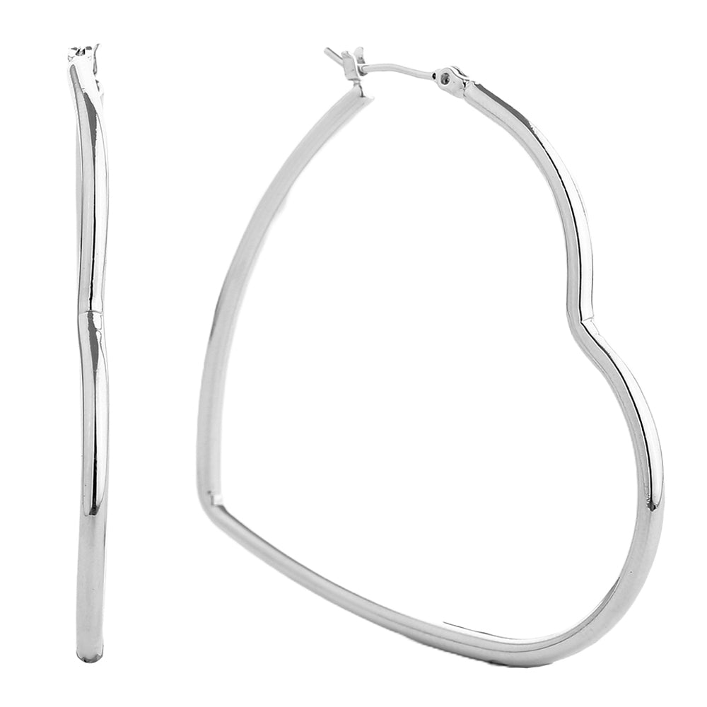 iLLASPARKZ White Gold Dipped Heart Hoop Pin Catch Earrings