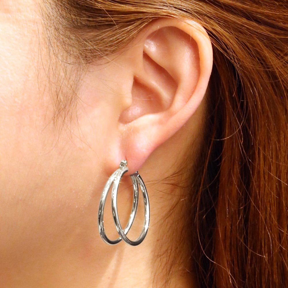 iLLASPARKZ 14K Gold Dipped Double Hoop Pin Catch Earrings