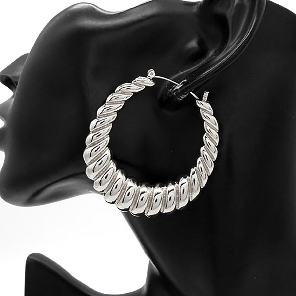 iLLASPARKZ Chunky Metal Croissant Twisted Hoop Pin Catch Earrings