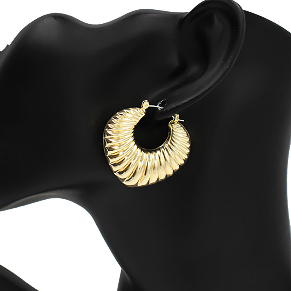 iLLASPARKZ Metal Ribbed Hoop Pin Catch Earrings