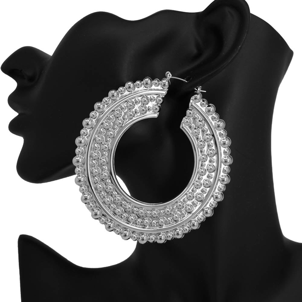 iLLASPARKZ Bubble Textured Metal Hoop Pin Catch Earring