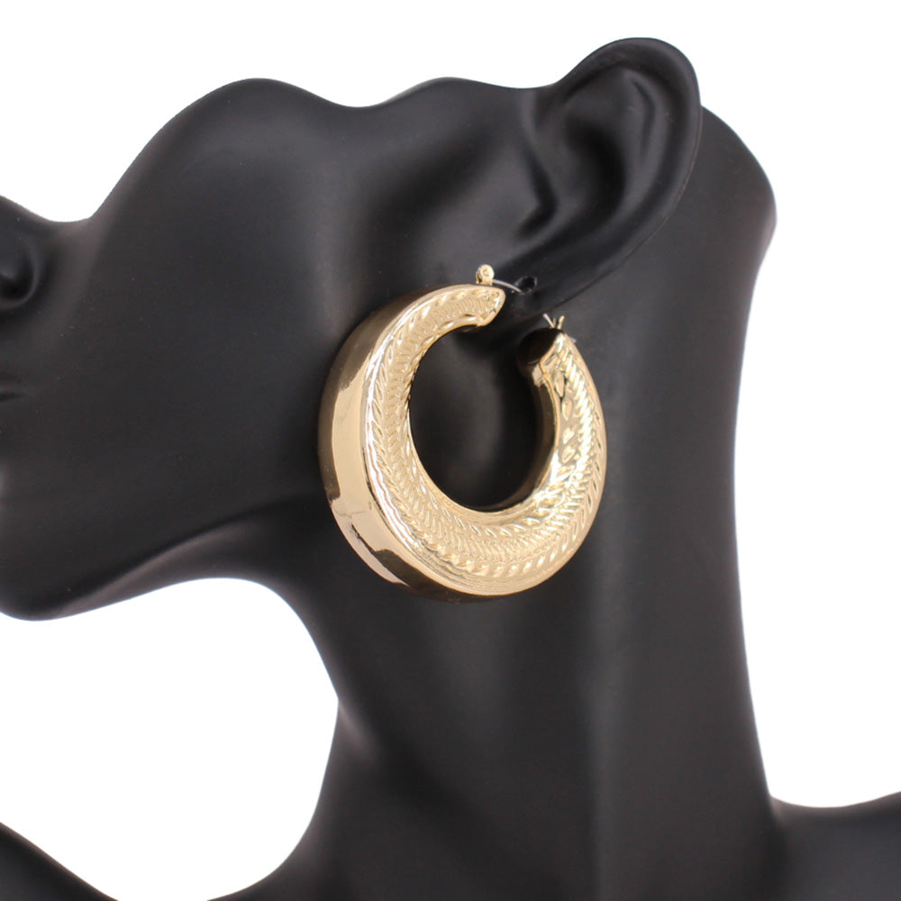 iLLASPARKZ Patterned Metal Hoop Pin Catch Earrings