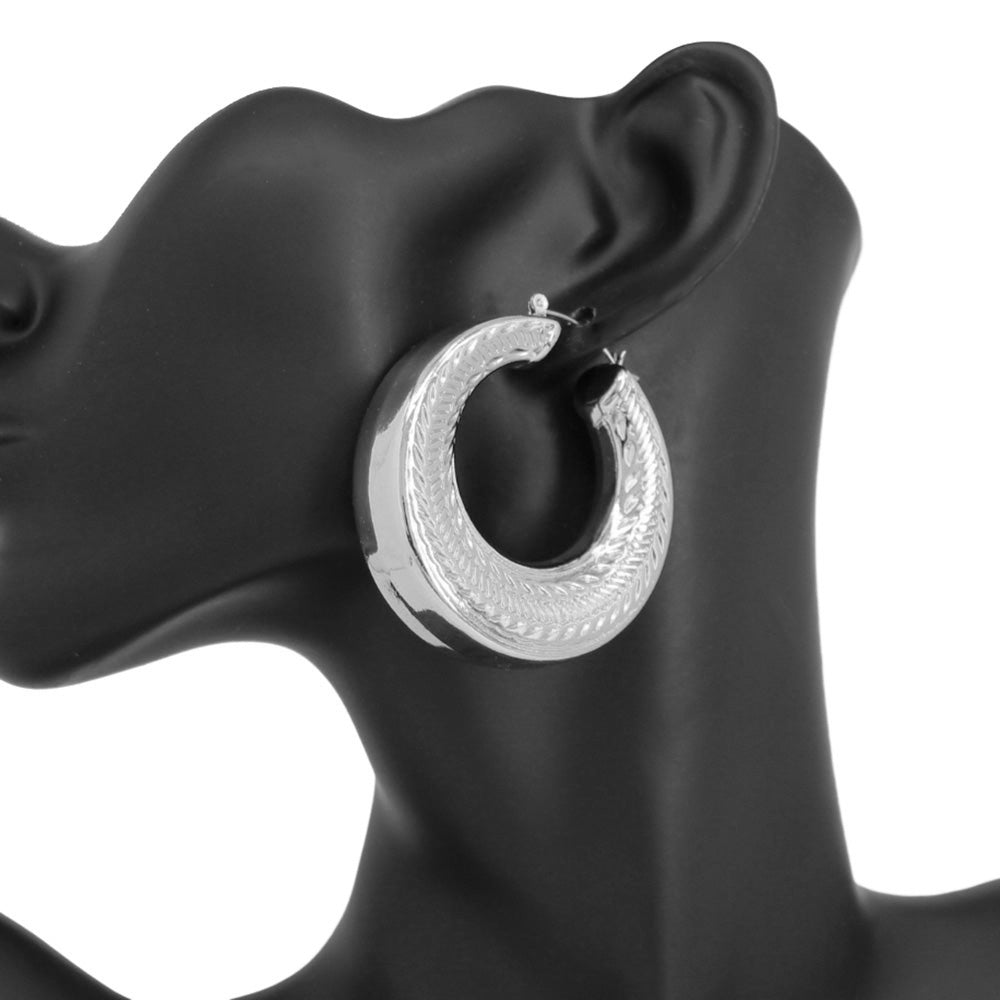 iLLASPARKZ Patterned Metal Hoop Pin Catch Earrings