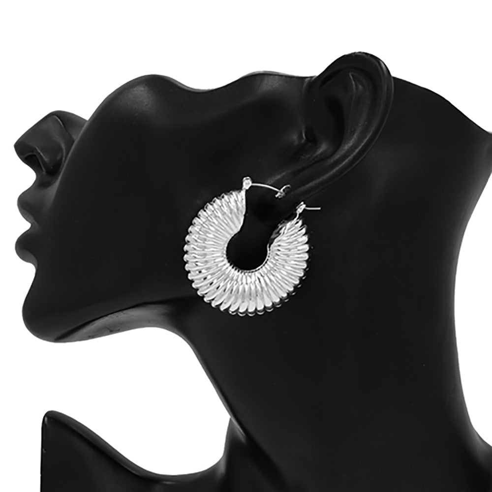 iLLASPARKZ Metal Ribbed Tube Hoop Pin Catch Earrings