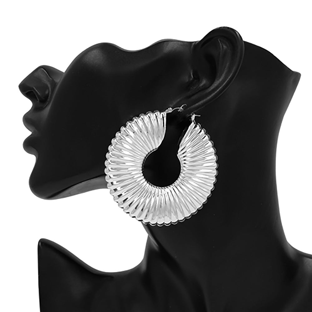 iLLASPARKZ Metal Ribbed Tube Hoop Pin Catch Earrings