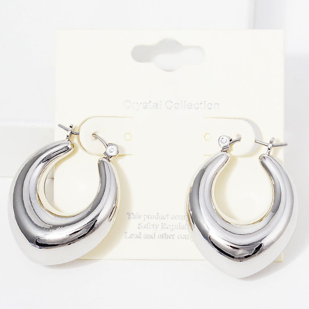iLLASPARKZ Bold Metal Abstract Hoop Pin Catch Earrings
