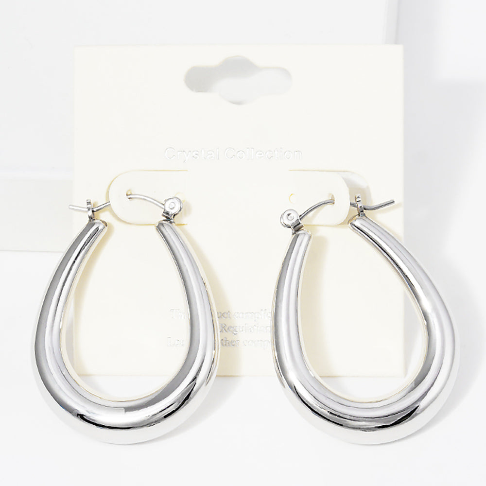 iLLASPARKZ Metal Teardrop Hoop Pin Catch Earrings
