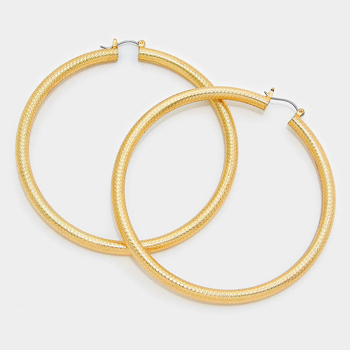 iLLASPARKZ 14K Gold Filled 3 inch Metal Hoop Pin Catch Earrings
