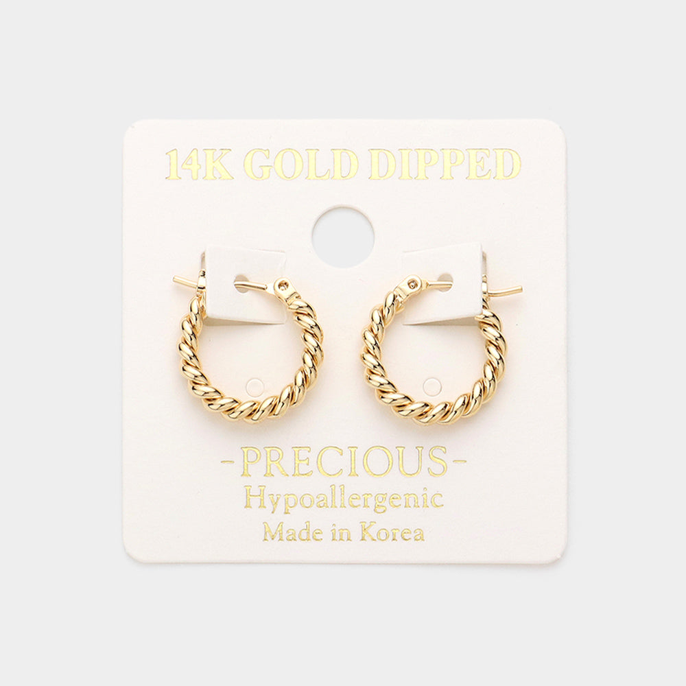 iLLASPARKZ 14K Gold Dipped 0.7 Inch Twisted Hoop Pin Catch Earrings