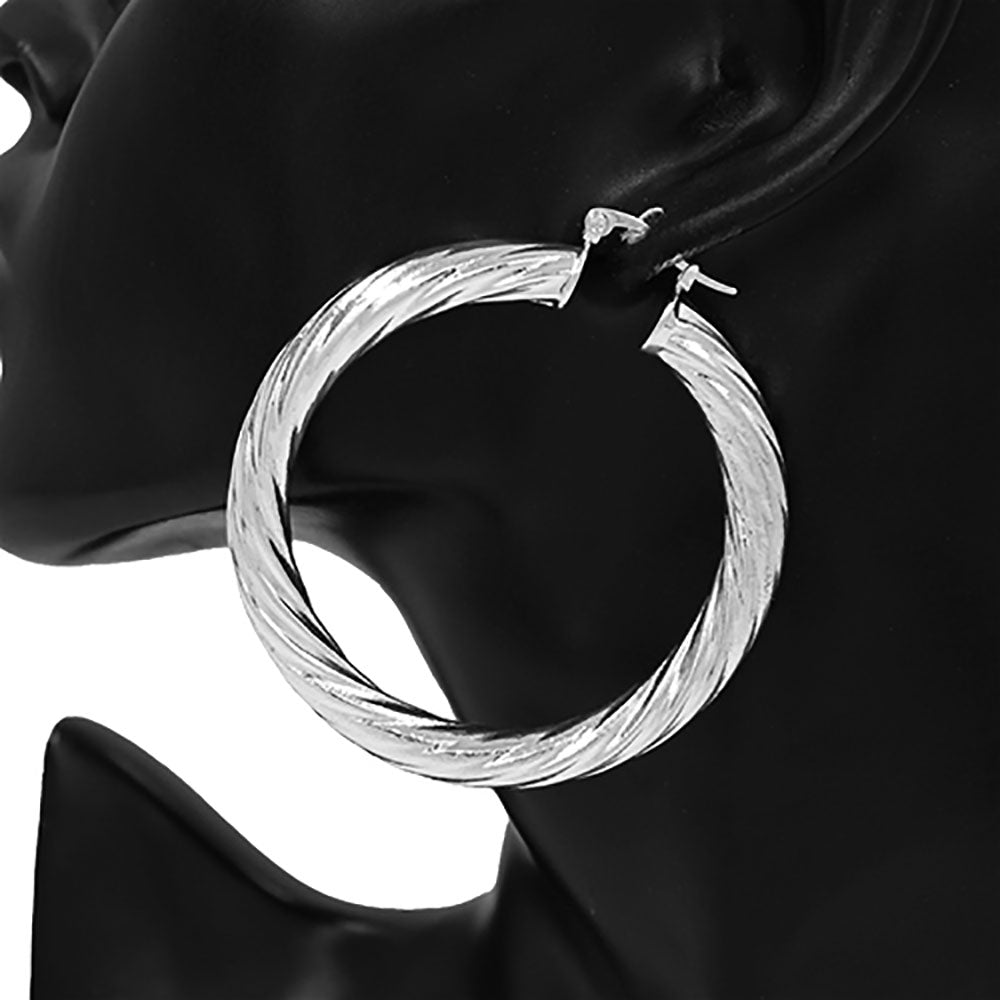 iLLASPARKZ Metal Twisted Pin Catch Hoop Earrings