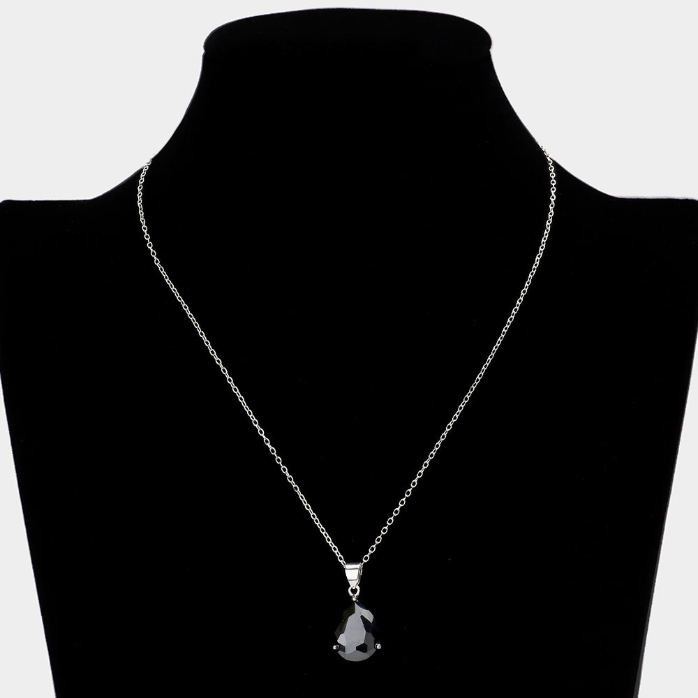 iLLASPARKZ Teardrop CZ Stone Pendant Necklace