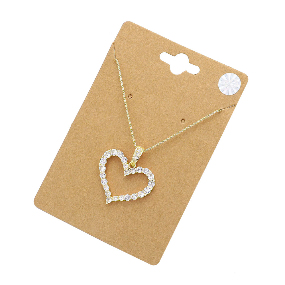 iLLASPARKZ CZ Stone Paved Open Heart Pendant Necklace