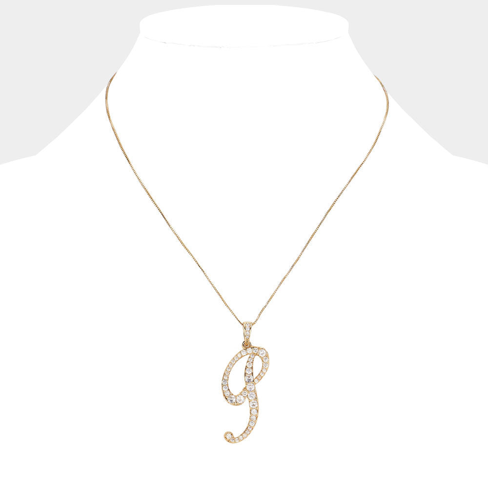 iLLASPARKZ -P- CZ Monogram Pendant Necklace