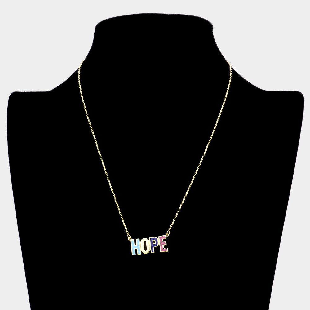 iLLASPARKZ HOPE Brass Metal Enamel Message Pendant Necklace