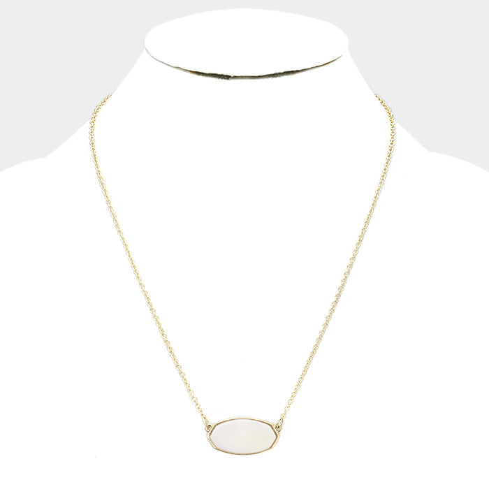 iLLASPARKZ Mother of Pearl Hexagon Stone Pendant Necklace