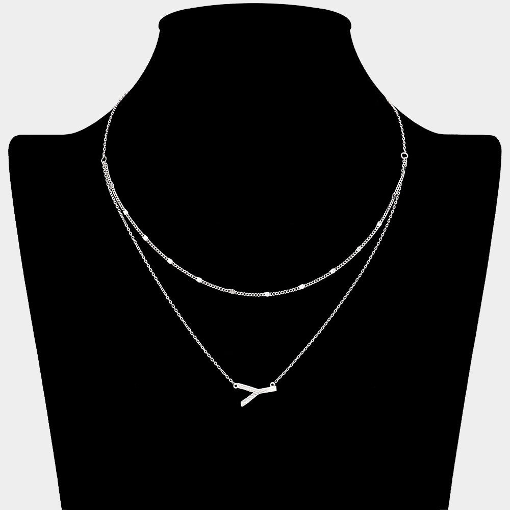 iLLASPARKZ -Y- Initial Monogram Brass Metal Necklace
