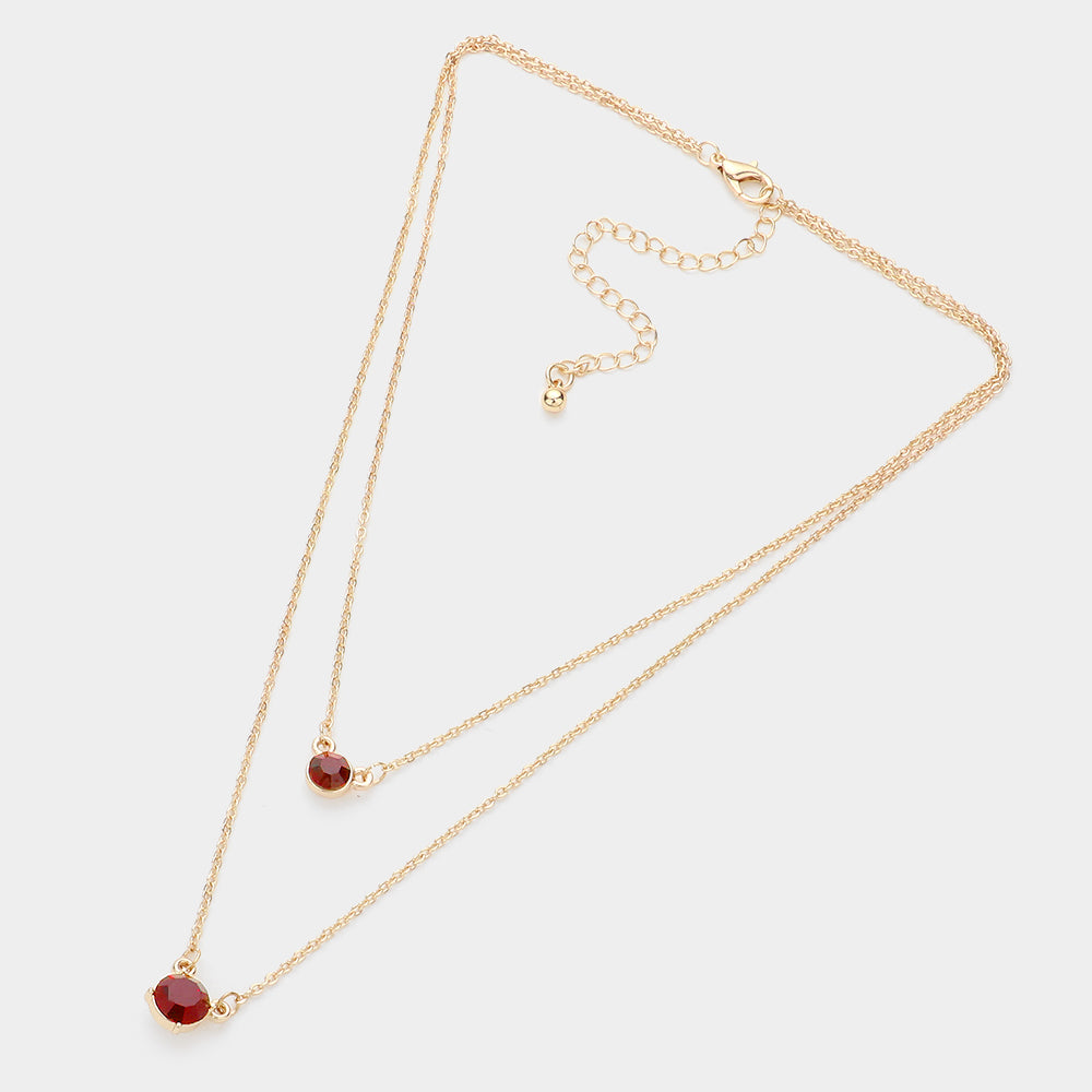 iLLASPARKZ Double Round Stone Pendant Layered Necklace