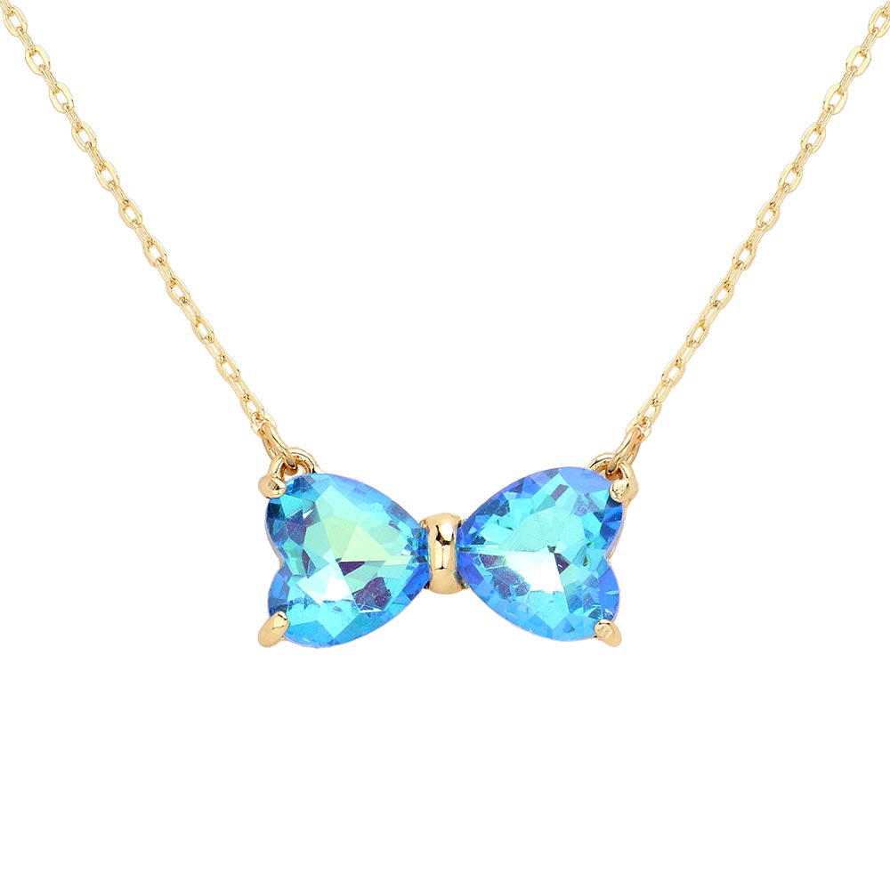 iLLASPARKZ Glass Bow Stone Pendant Necklace