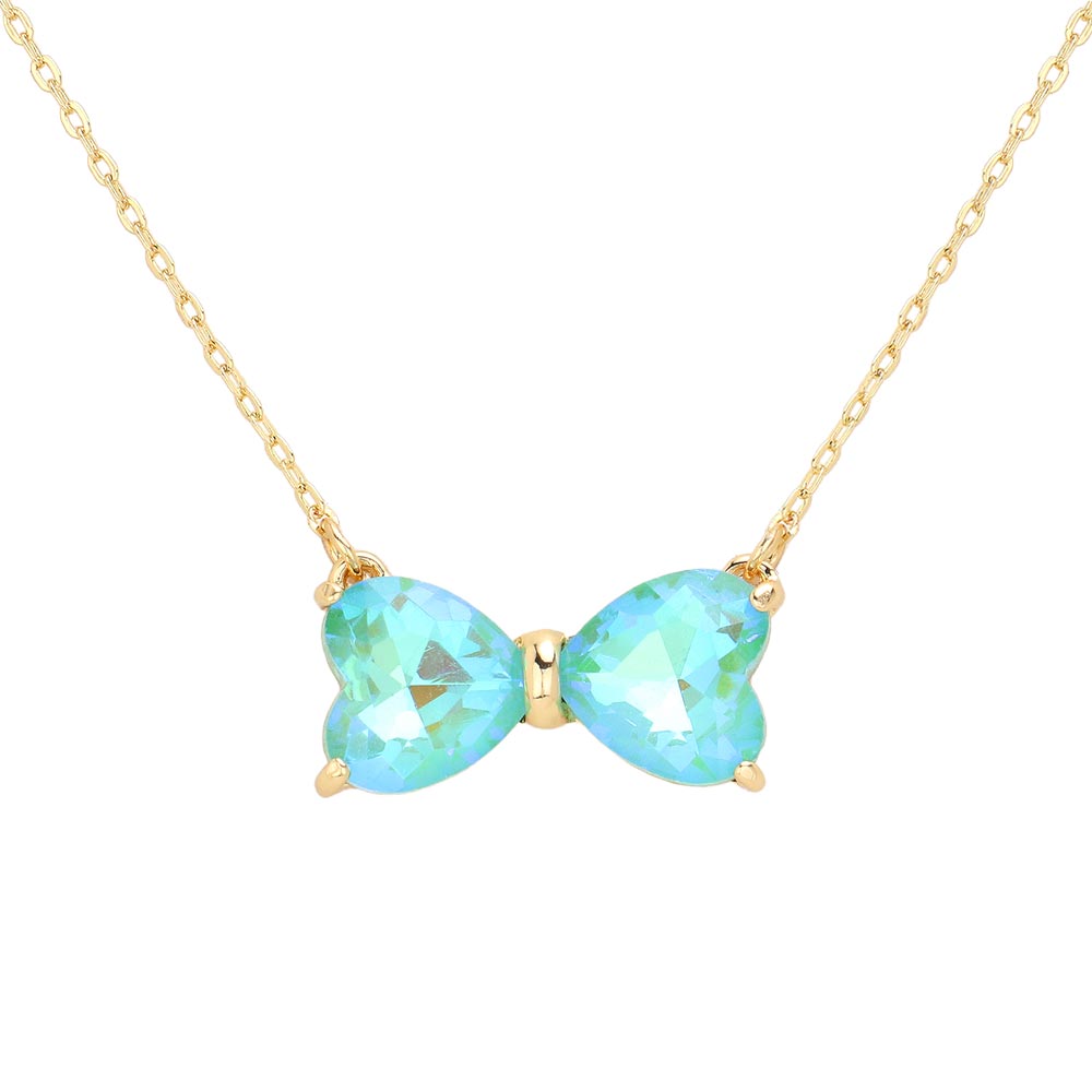 iLLASPARKZ Glass Bow Stone Pendant Necklace