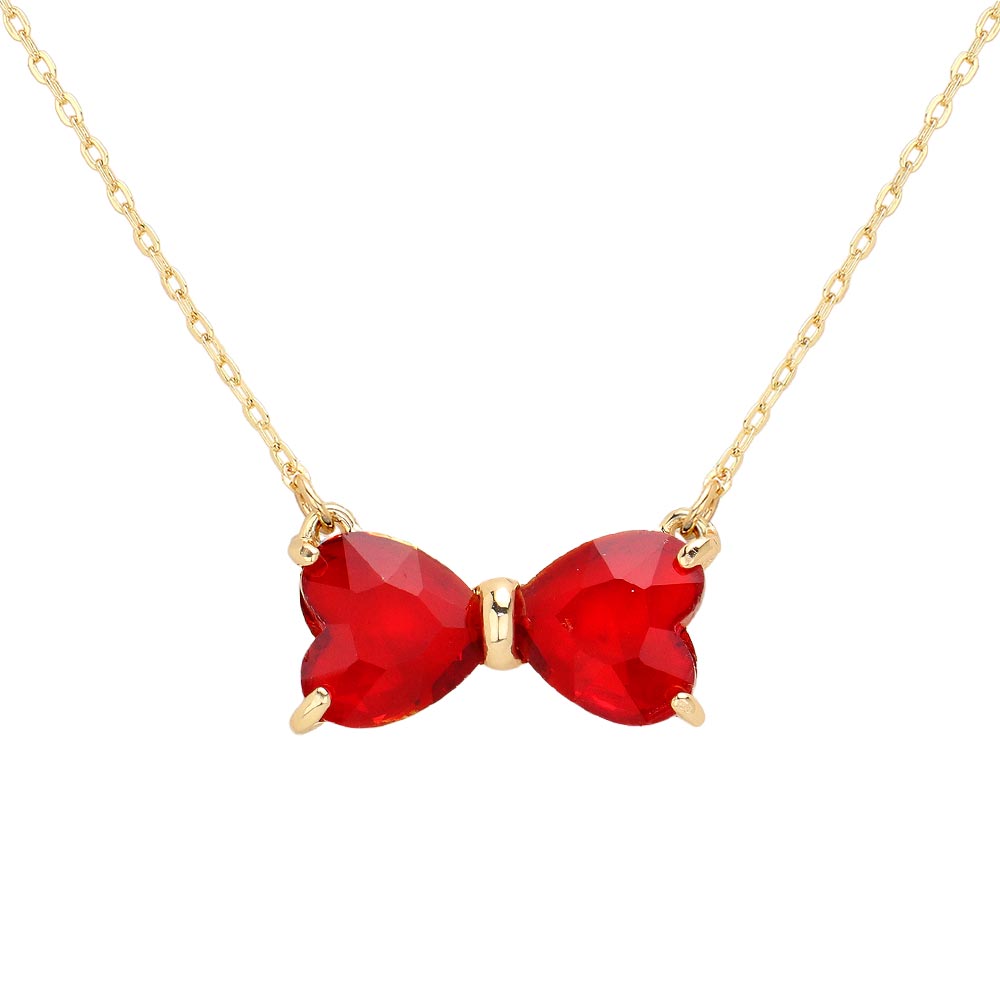 iLLASPARKZ Glass Bow Stone Pendant Necklace