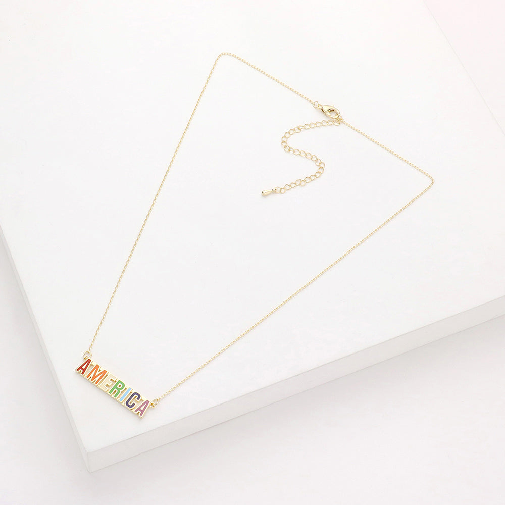iLLASPARKZ America Message Rainbow Enamel Pendant Necklace