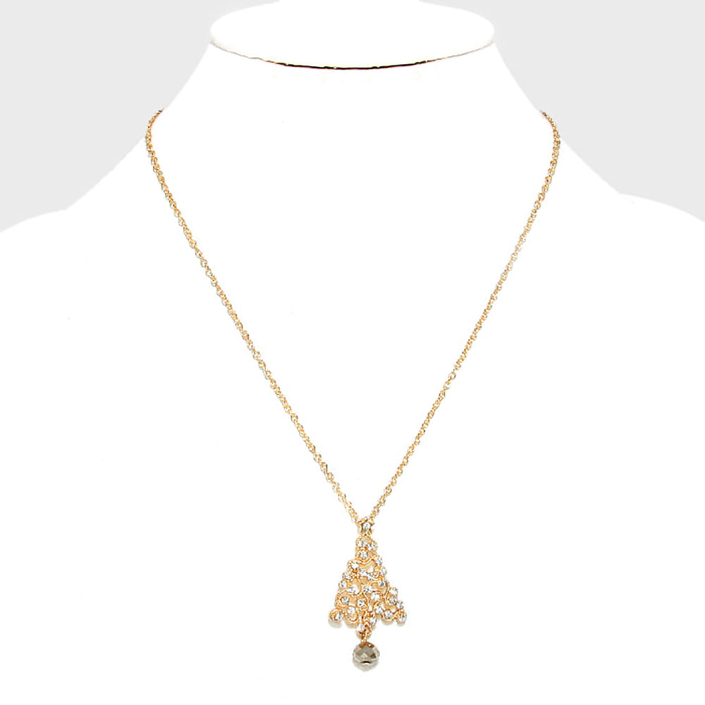 iLLASPARKZ Crystal Christmas Tree Pendant Necklace with Snow Flake Earrings
