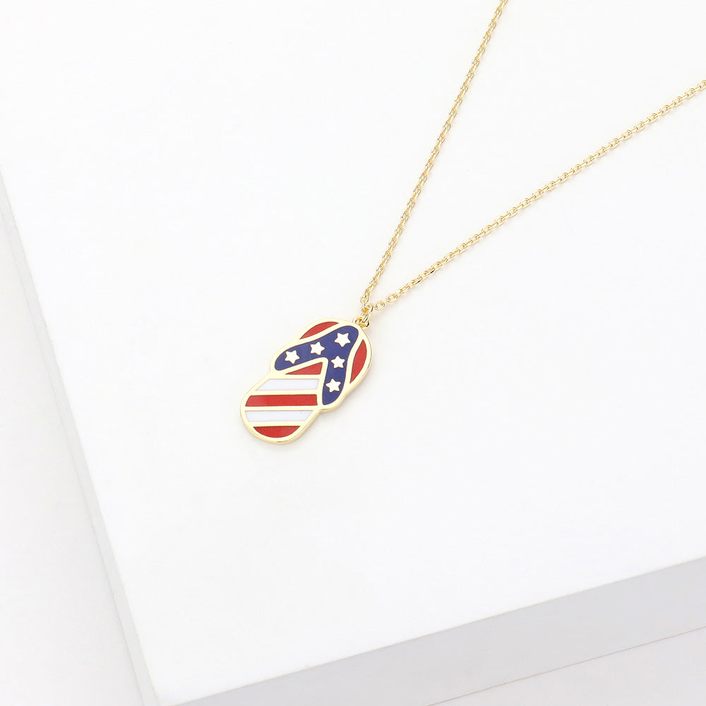 iLLASPARKZ American USA Flag Flip Flop Pendant Necklace