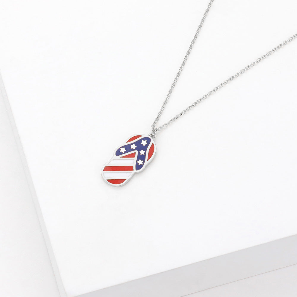 iLLASPARKZ American USA Flag Flip Flop Pendant Necklace