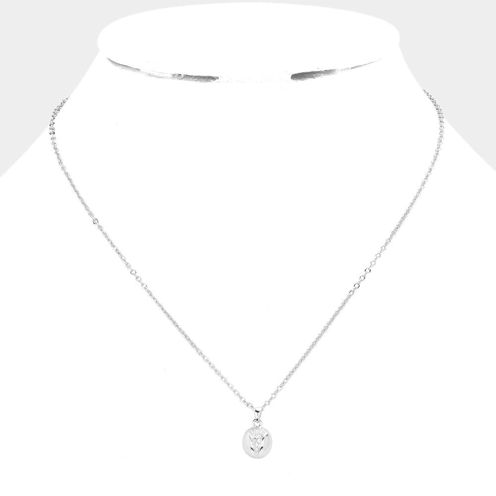 iLLASPARKZ Rhinestone Embellished Oval Pendant Necklace