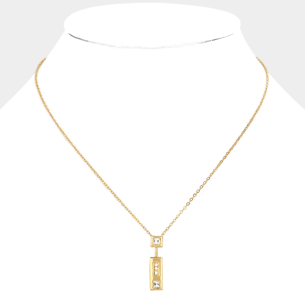 iLLASPARKZ Rhinestone Rectangular Pendant Necklace