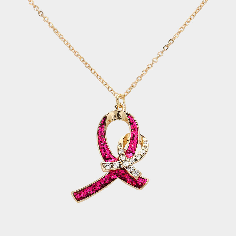 iLLASPARKZ Double Pink Ribbon Pendant Necklace