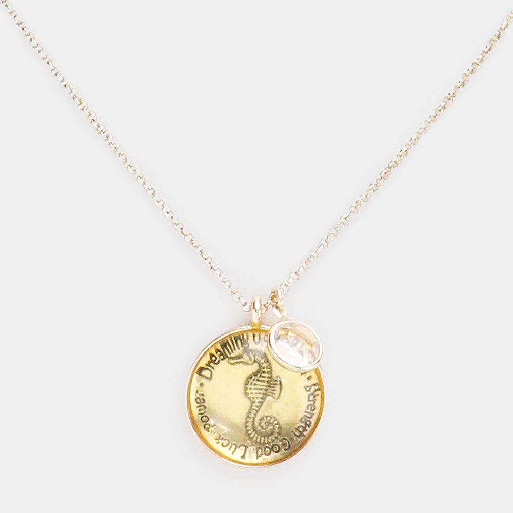 iLLASPARKZ Seahorse Crystal Medallion Chain Necklace