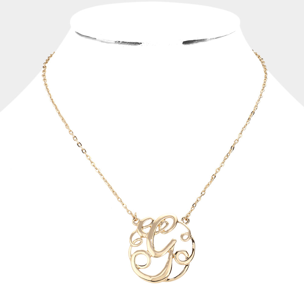 iLLASPARKZ 'G' Circle Script Monogram Pendant Necklace