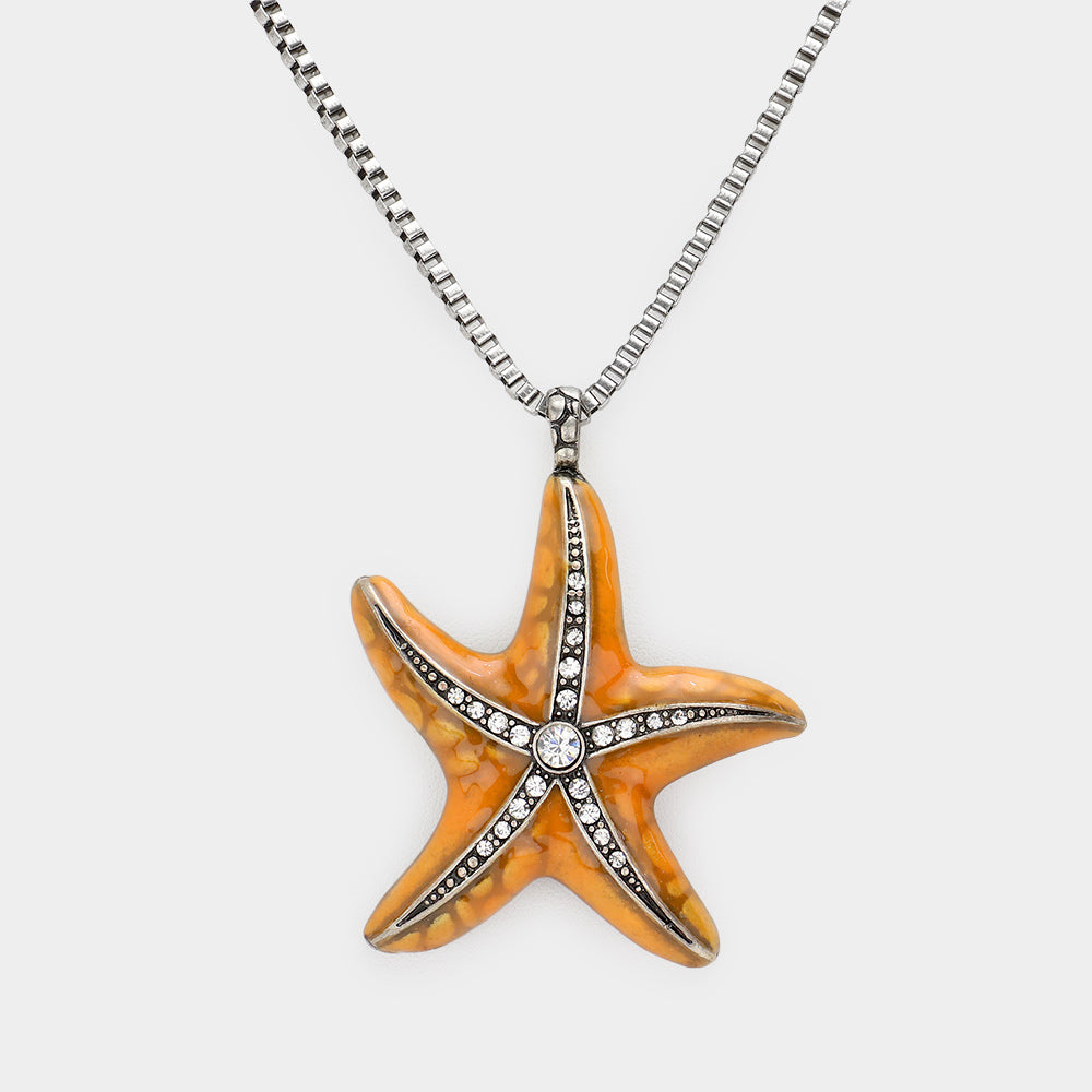 iLLASPARKZ Crystal Enamel Starfish Pendant Necklace