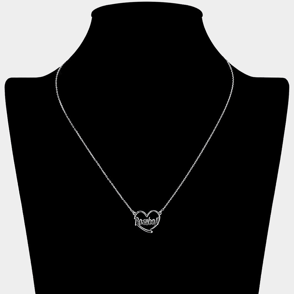 iLLASPARKZ Brass Metal Baseball Heart Pendant Necklace