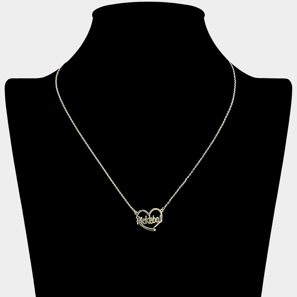 iLLASPARKZ Brass Metal Pickleball Heart Pendant Necklace