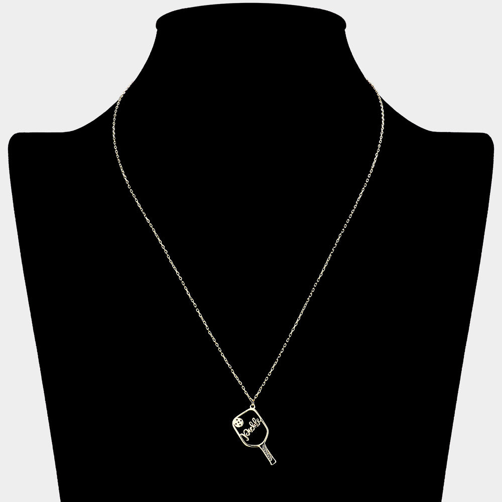 iLLASPARKZ Brass Metal Pickleball Pendant Necklace