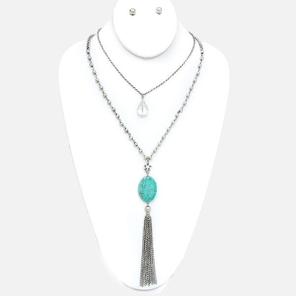 iLLASPARKZ Interchangeable Howlite Tassel Necklace
