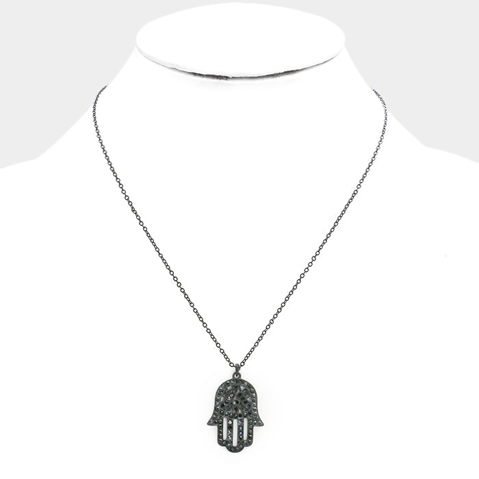 iLLASPARKZ Hamsa Hand of fatima Crystal Bead accented Pendant Necklace