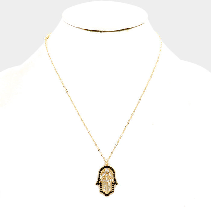 iLLASPARKZ Hamsa Hand of fatima Crystal Bead accented Pendant Necklace