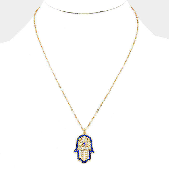 iLLASPARKZ Hamsa Hand of fatima Crystal Bead accented Pendant Necklace