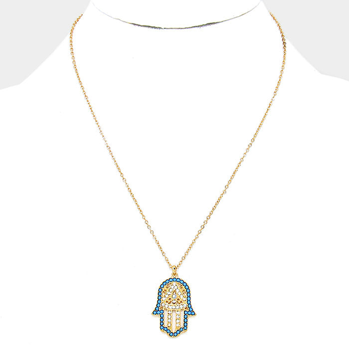 iLLASPARKZ Hamsa Hand of fatima Crystal Bead accented Pendant Necklace