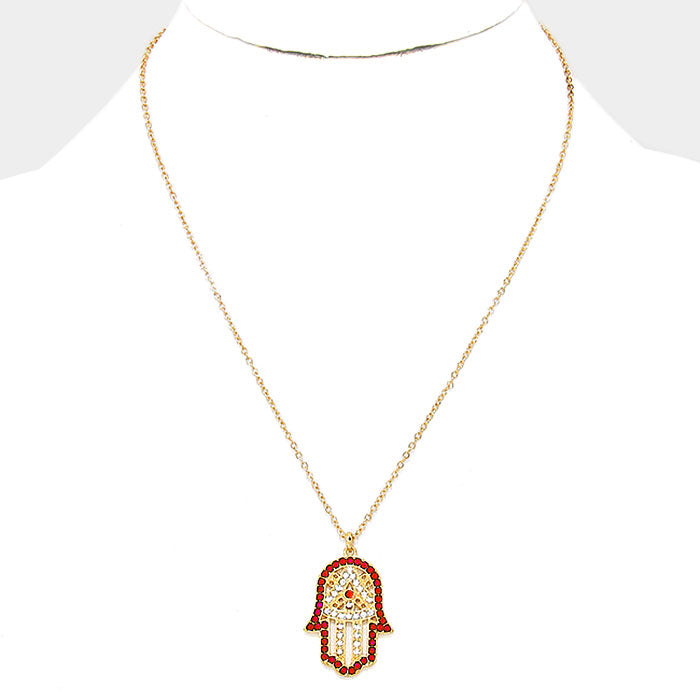 iLLASPARKZ Hamsa Hand of fatima Crystal Bead accented Pendant Necklace
