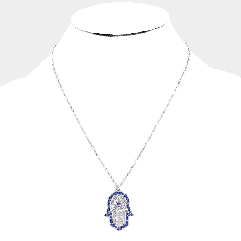 iLLASPARKZ Hamsa Hand of Fatima Crystal Bead Accented Pendant Necklace