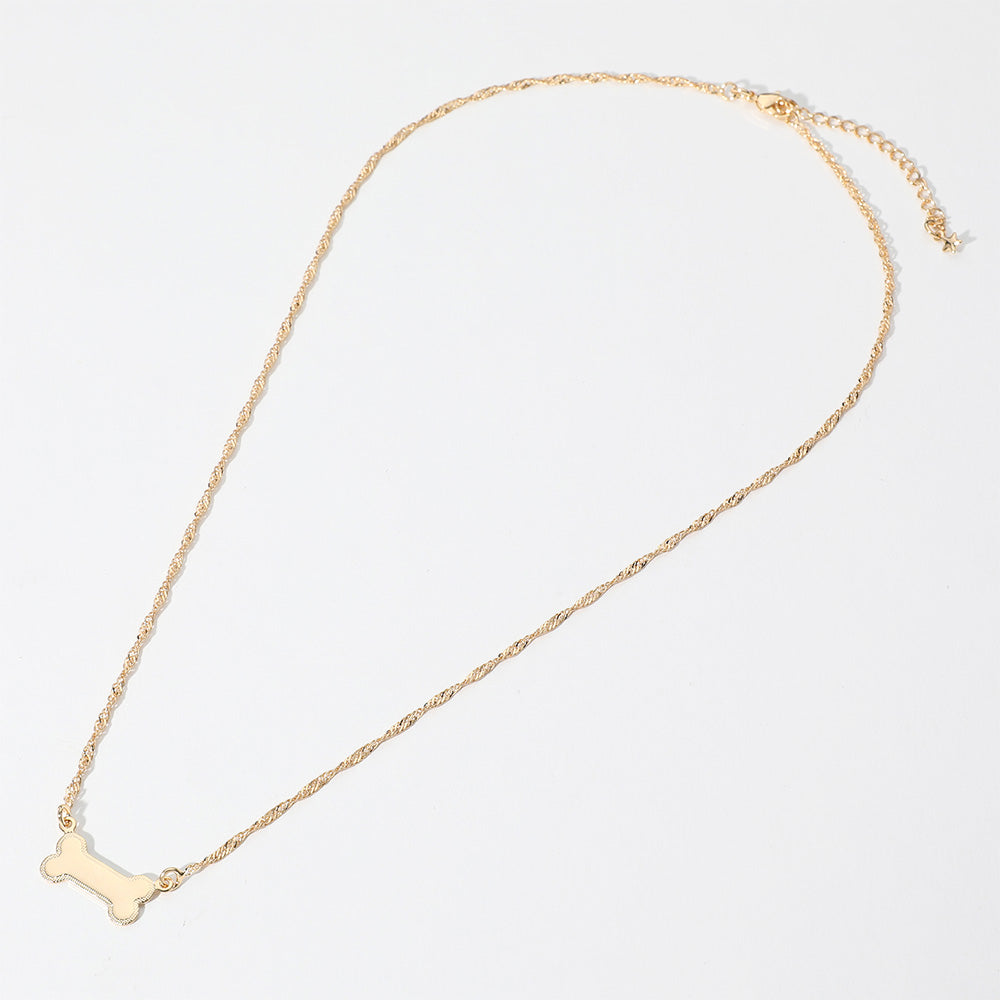 iLLASPARKZ 18K Gold Filled Hypoallergenic Dog Bone Pendant Singapore Chain Necklace