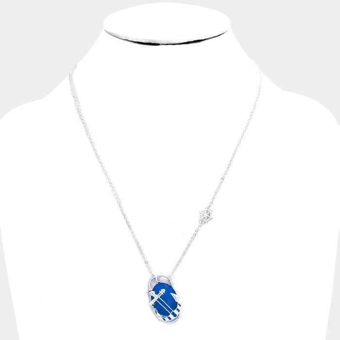 iLLASPARKZ Resin Oval Anchor Pendant Necklace