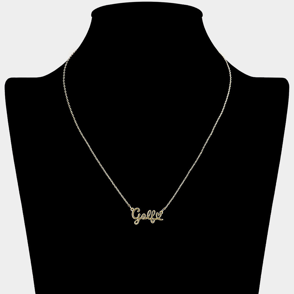 iLLASPARKZ Brass Metal Golf Message Plate Pendant Necklace