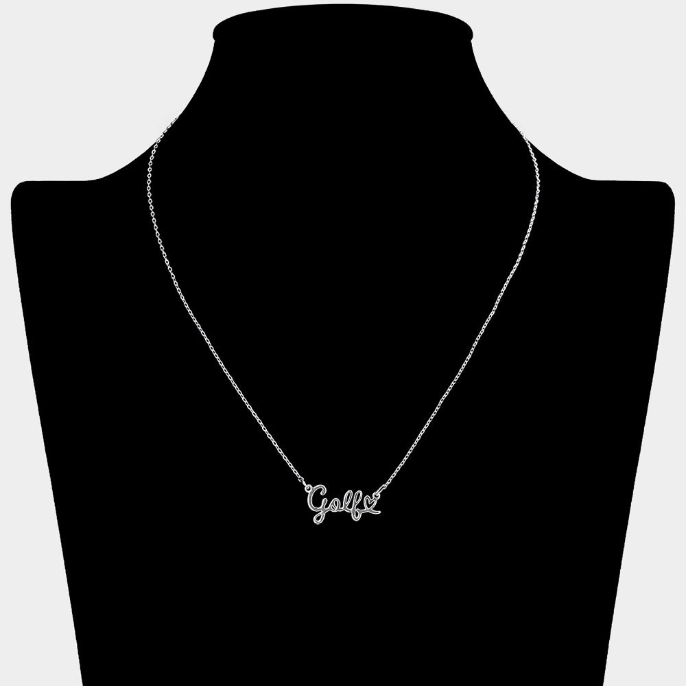 iLLASPARKZ Brass Metal Golf Message Plate Pendant Necklace